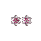 Floral Frost Ruby & Zircon Earrings
